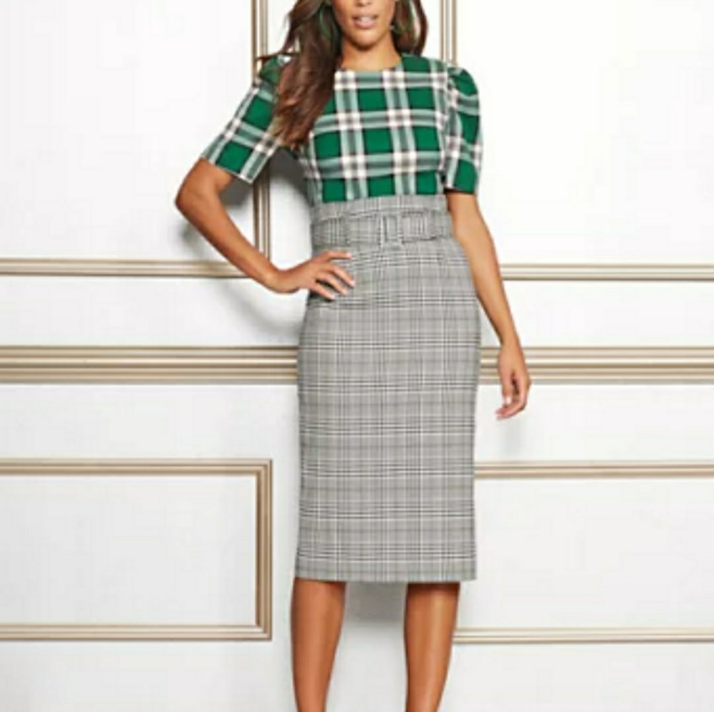 Eva mendes Deja Plaid grey skirt